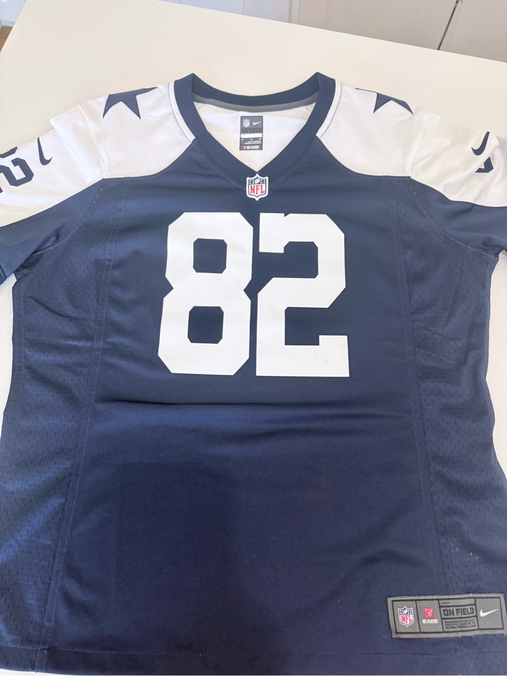 Ladies NFL Navy and White #82 WITTON Football Jersey